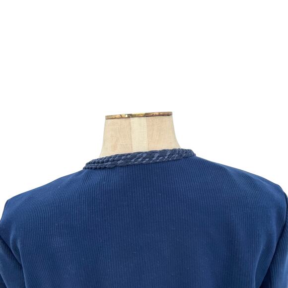J. Mclaughlin Fanning Jacket Blazer Braided Trim Navy Blue Size Large - Picture 8 of 12